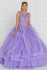 Image of Tulle Embroidered Ball Gown Dress with Bolero.