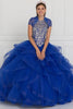 Image of Tulle Cut-Out Back Ball Gown Dress with Bolero.