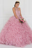 Image of Organza Illusion Sweeetheart Ball Gown Dress with Cut-Out Back.