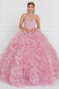 Image of Organza Illusion Sweeetheart Ball Gown Dress with Cut-Out Back.