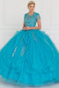 Image of Tulle Embroidered Ball Gown Dress with Bolero.