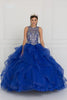 Image of Tulle Cut-Out Back Ball Gown Dress with Bolero.