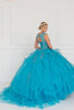 Image of Tulle Embroidered Ball Gown Dress with Bolero.