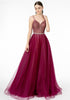 Image of V-Neck Glitter Mesh A-Line Long Dress