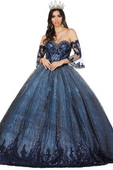 Ball Gown Off the Shoulder Sequined Sweep Train