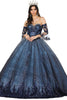 Image of Ball Gown Off the Shoulder Sequined Sweep Train