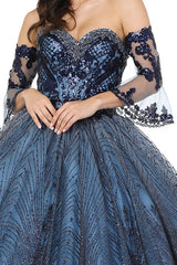 Ball Gown Off the Shoulder Sequined Sweep Train