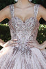 Image of Golden Glitter Print, Embellished Shoulder Strap Quince Dress, Ballgown.