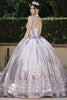 Image of Golden Glitter Print, Embellished Shoulder Strap Quince Dress, Ballgown.