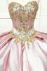 Image of Metallic Gold Embroidery Sweetheart Ball Gown quinceanera dress