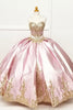 Image of Metallic Gold Embroidery Sweetheart Ball Gown quinceanera dress