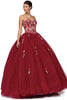 Image of New ball gown with floral print design, corset back, strapless sweetheart neckline. Comes with a bolero jacket.