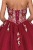 Image of New ball gown with floral print design, corset back, strapless sweetheart neckline. Comes with a bolero jacket.