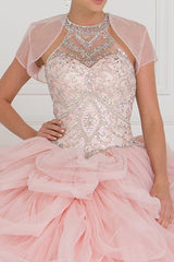 15 Anos Dress Tulle Halter Ball Gown with Beads and Jewels