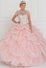 Image of 15 Anos Dress Tulle Halter Ball Gown with Beads and Jewels