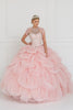 Image of 15 Anos Dress Tulle Halter Ball Gown with Beads and Jewels