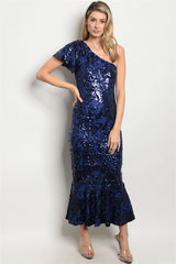 NAVY WITH SEQUINS DRESS