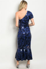 NAVY WITH SEQUINS DRESS