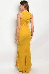 MUSTARD WITH STUDS DRESS