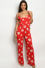 RED PRINT JUMPSUIT