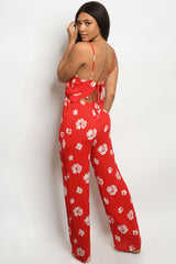 RED PRINT JUMPSUIT